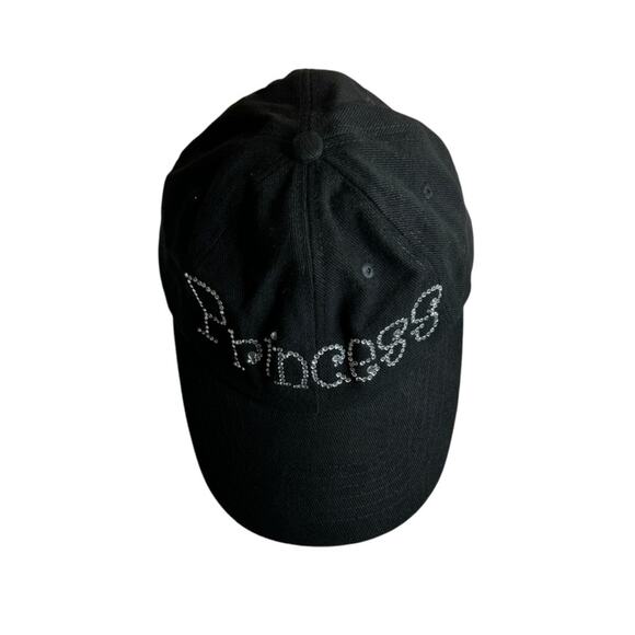 Vintage Y2K Get Lucky USA Princess Bedazzled Bling Baseball Cap Hat Black Womens - Picture 5 of 8